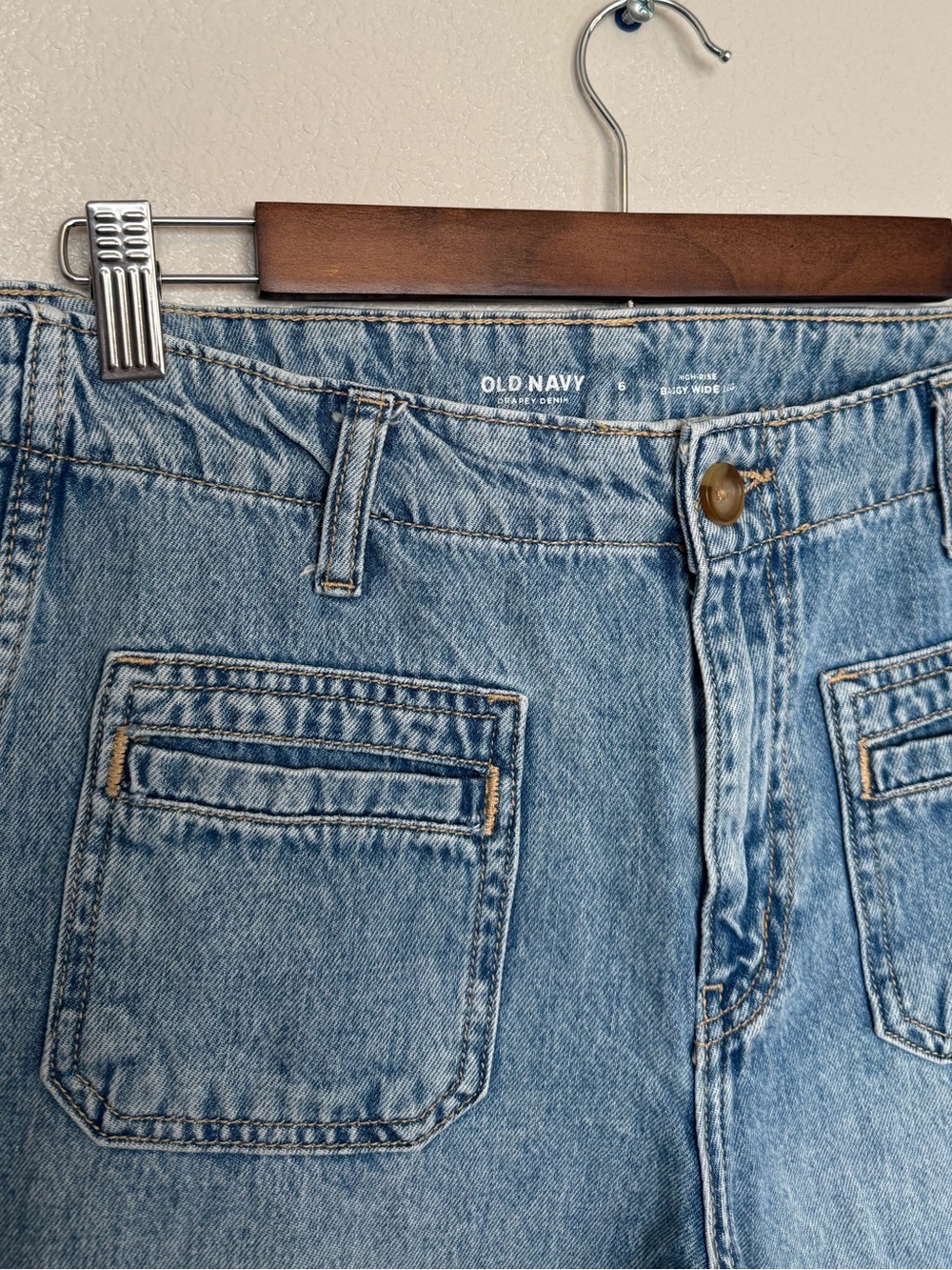 Old Navy Light Blue Wide Leg Jeans with Front Patch Pockets